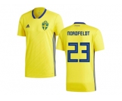 Sweden #23 Nordfeldt Home Soccer Country Jersey