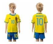 Sweden #10 Ibrahimovic Home Kid Soccer Country Jersey