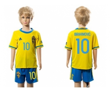 Sweden #10 Ibrahimovic Home Kid Soccer Country Jersey