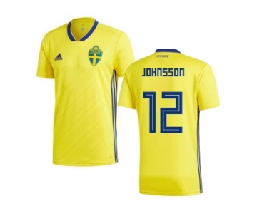 Sweden #12 Johnsson Home Kid Soccer Country Jersey