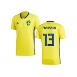 Sweden #13 Fransson Home Kid Soccer Country Jersey