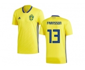 Sweden #13 Fransson Home Kid Soccer Country Jersey