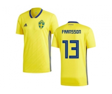 Sweden #13 Fransson Home Kid Soccer Country Jersey