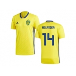 Sweden #14 Helander Home Kid Soccer Country Jersey