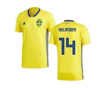 Sweden #14 Helander Home Kid Soccer Country Jersey