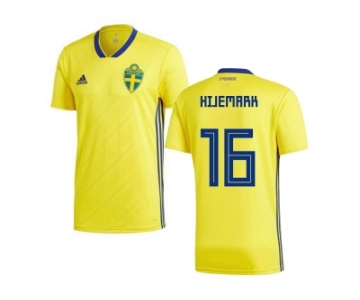 Sweden #16 Hijemark Home Kid Soccer Country Jersey