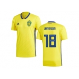 Sweden #18 Jansson Home Kid Soccer Country Jersey