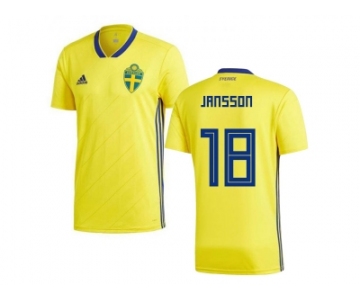 Sweden #18 Jansson Home Kid Soccer Country Jersey