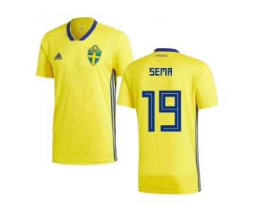 Sweden #19 Sema Home Kid Soccer Country Jersey