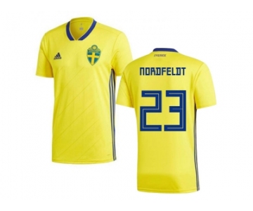 Sweden #23 Nordfeldt Home Kid Soccer Country Jersey