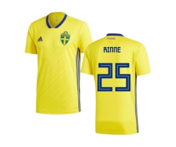 Sweden #25 Rinne Home Kid Soccer Country Jersey