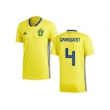 Sweden #4 Granqvist Home Kid Soccer Country Jersey