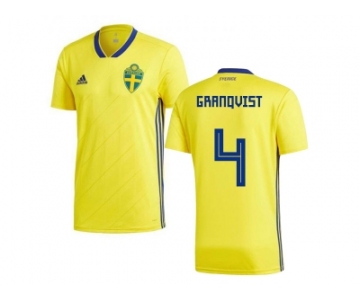 Sweden #4 Granqvist Home Kid Soccer Country Jersey