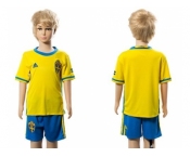 Sweden Blank Home Kid Soccer Country Jersey