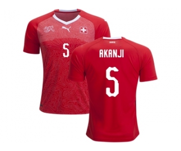 Switzerland #5 Akanji Home Soccer Country Jersey