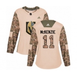 Women Adidas Vegas Golden Knights #11 Curtis McKenzie Authentic Camo Veterans Day Practice NHL Jersey