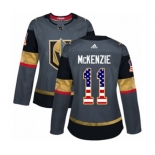 Women Adidas Vegas Golden Knights #11 Curtis McKenzie Authentic Gray USA Flag Fashion NHL Jersey