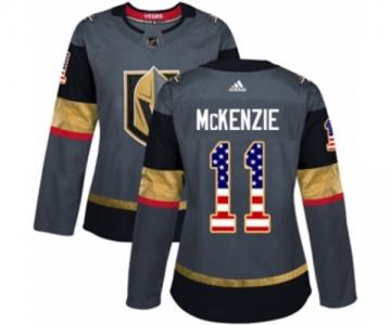 Women Adidas Vegas Golden Knights #11 Curtis McKenzie Authentic Gray USA Flag Fashion NHL Jersey