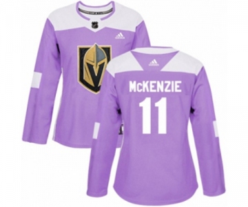 Women Adidas Vegas Golden Knights #11 Curtis McKenzie Authentic Purple Fights Cancer Practice NHL Jersey