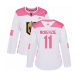 Women Adidas Vegas Golden Knights #11 Curtis McKenzie Authentic White Pink Fashion NHL Jersey