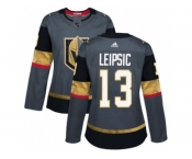 Women Adidas Vegas Golden Knights #13 Brendan Leipsic Authentic Gray Home NHL Jersey