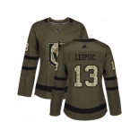 Women Adidas Vegas Golden Knights #13 Brendan Leipsic Authentic Green Salute to Service NHL Jersey