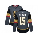 Women Adidas Vegas Golden Knights #15 Jon Merrill Authentic Gray Home NHL Jersey