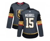 Women Adidas Vegas Golden Knights #15 Jon Merrill Authentic Gray Home NHL Jersey