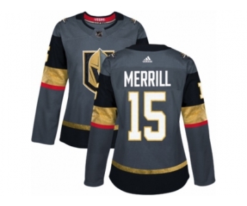 Women Adidas Vegas Golden Knights #15 Jon Merrill Authentic Gray Home NHL Jersey