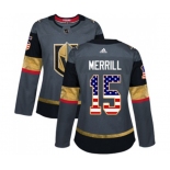 Women Adidas Vegas Golden Knights #15 Jon Merrill Authentic Gray USA Flag Fashion NHL Jersey