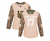 Women Adidas Vegas Golden Knights #17 Vegas Strong Camo Authentic 2017 Veterans Day Stitched NHL Jersey