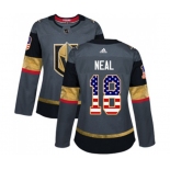 Women Adidas Vegas Golden Knights #18 James Neal Authentic Gray USA Flag Fashion NHL Jersey