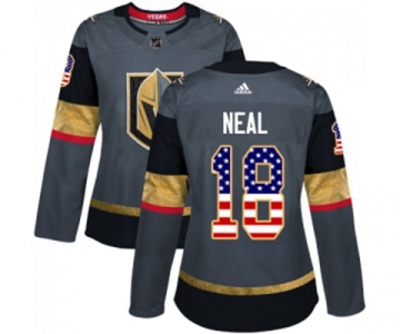 Women Adidas Vegas Golden Knights #18 James Neal Authentic Gray USA Flag Fashion NHL Jersey