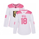 Women Adidas Vegas Golden Knights #18 James Neal Authentic White Pink Fashion NHL Jersey