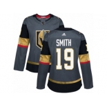 Women Adidas Vegas Golden Knights #19 Reilly Smith Authentic Gray Home NHL Jersey