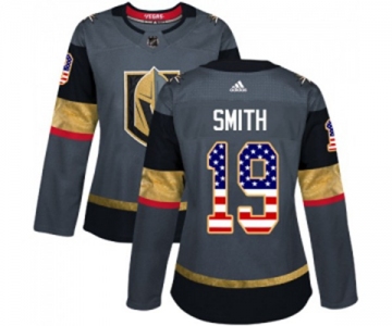 Women Adidas Vegas Golden Knights #19 Reilly Smith Authentic Gray USA Flag Fashion NHL Jersey