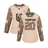 Women Adidas Vegas Golden Knights #20 Paul Thompson Authentic Camo Veterans Day Practice NHL Jersey