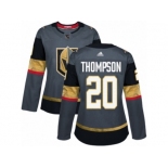 Women Adidas Vegas Golden Knights #20 Paul Thompson Authentic Gray Home NHL Jersey