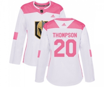 Women Adidas Vegas Golden Knights #20 Paul Thompson Authentic White Pink Fashion NHL Jersey