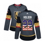 Women Adidas Vegas Golden Knights #22 Nick Holden Authentic Gray USA Flag Fashion NHL Jersey