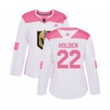 Women Adidas Vegas Golden Knights #22 Nick Holden Authentic White-Pink Fashion NHL Jersey