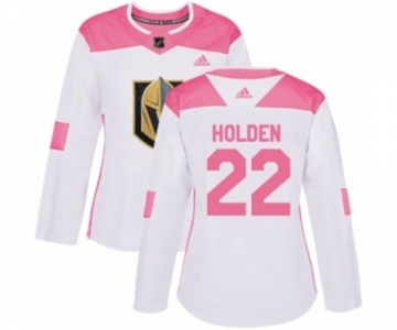 Women Adidas Vegas Golden Knights #22 Nick Holden Authentic White-Pink Fashion NHL Jersey