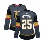 Women Adidas Vegas Golden Knights #25 Stefan Matteau Authentic Gray Home NHL Jersey