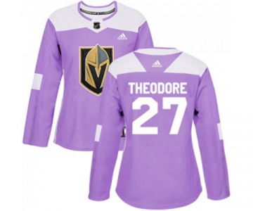 Women Adidas Vegas Golden Knights #27 Shea Theodore Authentic Purple Fights Cancer Practice NHL Jersey