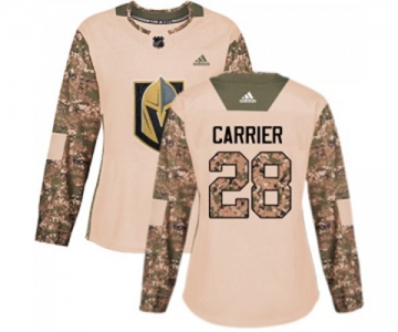 Women Adidas Vegas Golden Knights #28 William Carrier Authentic Camo Veterans Day Practice NHL Jersey