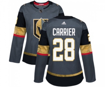 Women Adidas Vegas Golden Knights #28 William Carrier Authentic Gray Home NHL Jersey