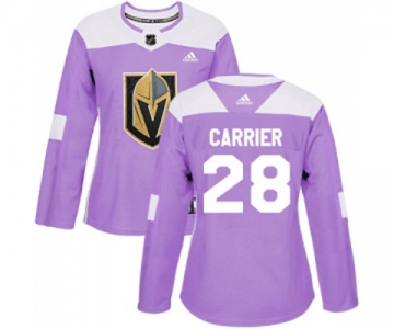 Women Adidas Vegas Golden Knights #28 William Carrier Authentic Purple Fights Cancer Practice NHL Jersey