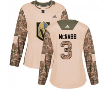 Women Adidas Vegas Golden Knights #3 Brayden McNabb Authentic Camo Veterans Day Practice NHL Jersey