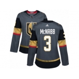 Women Adidas Vegas Golden Knights #3 Brayden McNabb Authentic Gray Home NHL Jersey