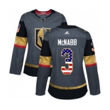 Women Adidas Vegas Golden Knights #3 Brayden McNabb Authentic Gray USA Flag Fashion NHL Jersey